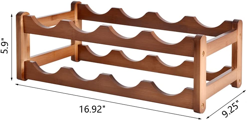 Bamboo Wood 3 Bottle Wine Rack Display Stand for Table Countertop