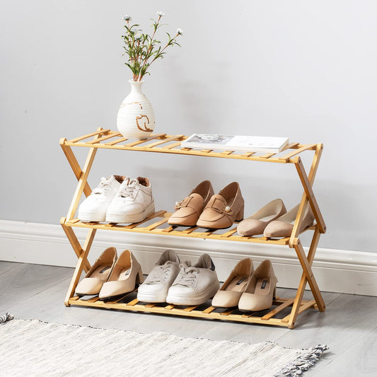 Foldable Multi Tier Bamboo Shoe Rack (2 sizes)