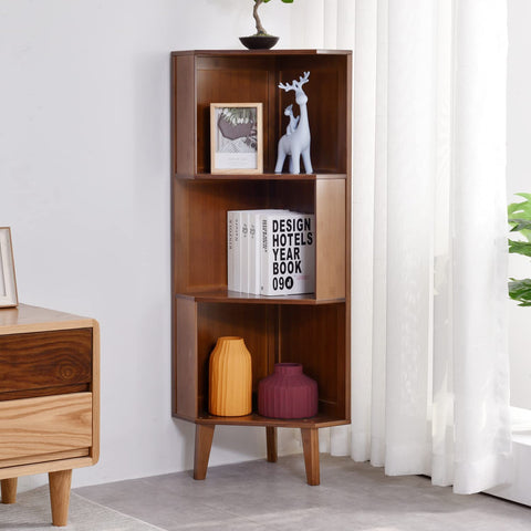 Bamboo Corner Bookshelf, Display Shelf (3 sizes)
