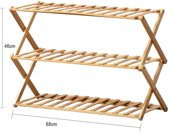 Foldable Multi Tier Bamboo Shoe Rack (2 sizes)