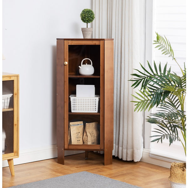 Bamboo Corner Bookshelf, Display Shelf with Doors (3 sizes)