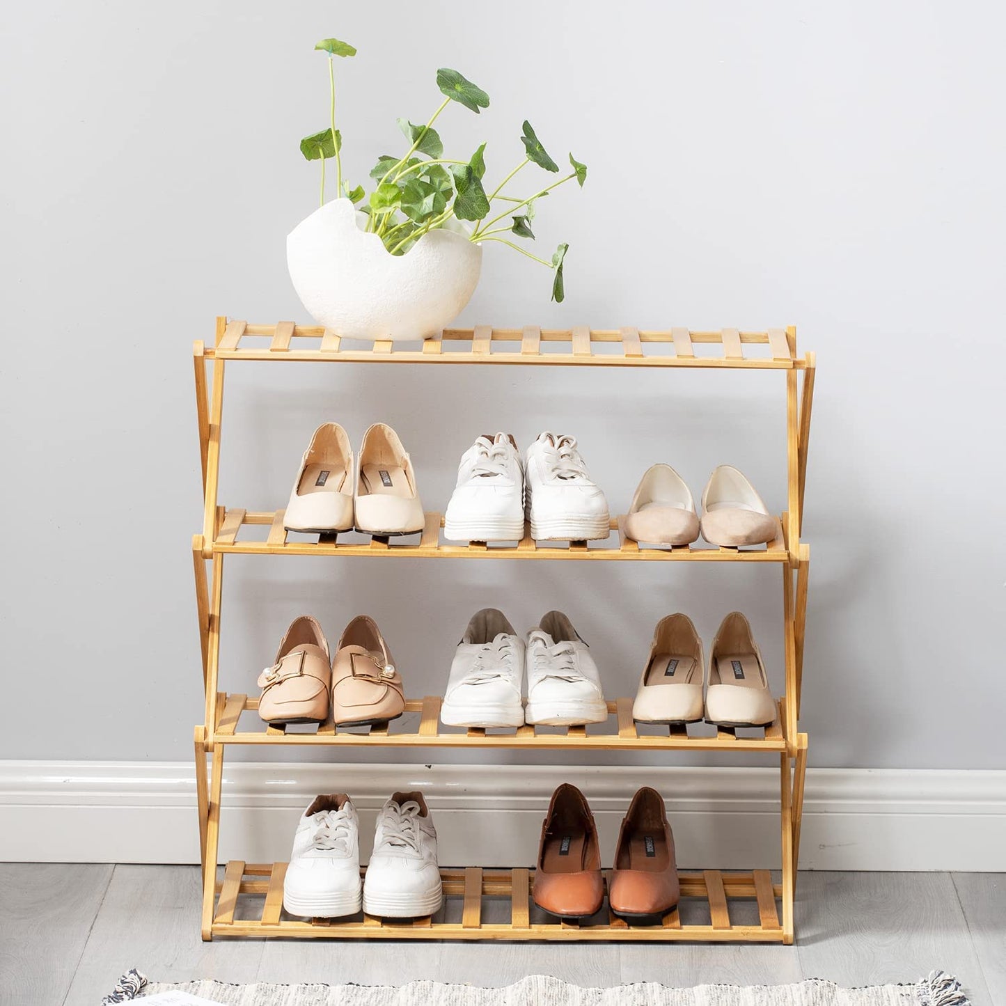 Foldable Multi Tier Bamboo Shoe Rack (2 sizes)