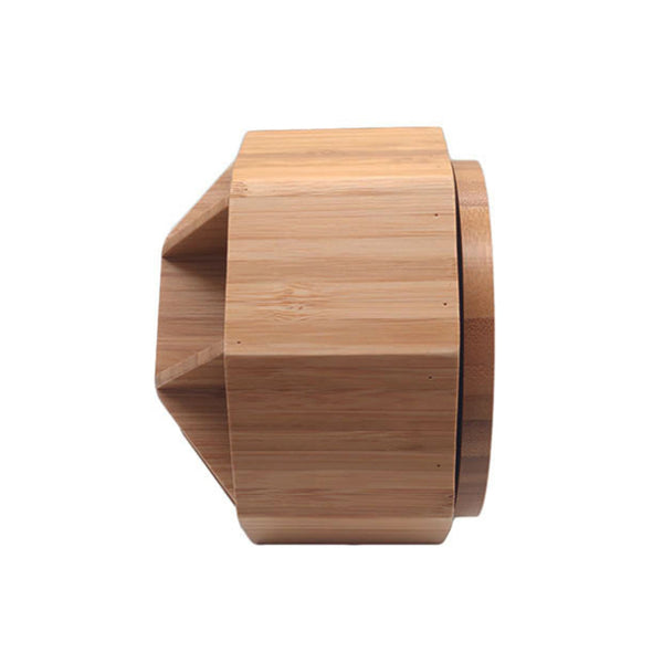 Bamboo Desktop Storage Unit, Office Stationery Box - 360 Degree Rotation, 9 grids