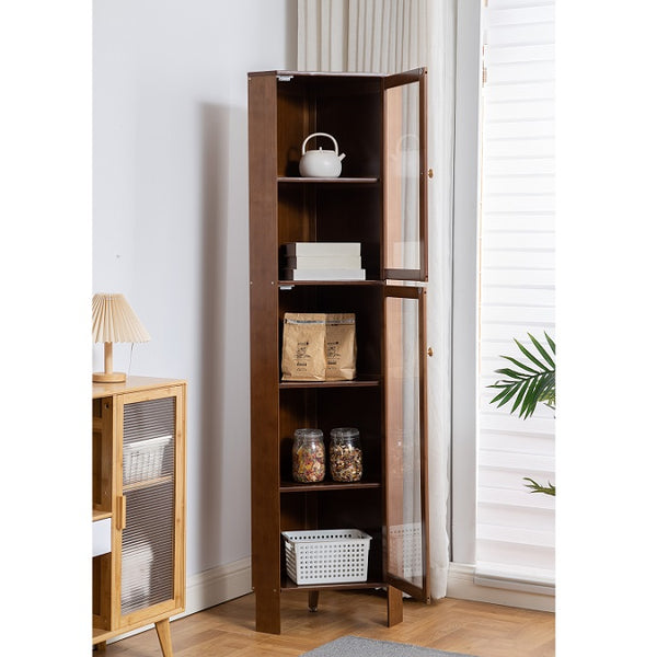 Bamboo Corner Bookshelf, Display Shelf with Doors (3 sizes)