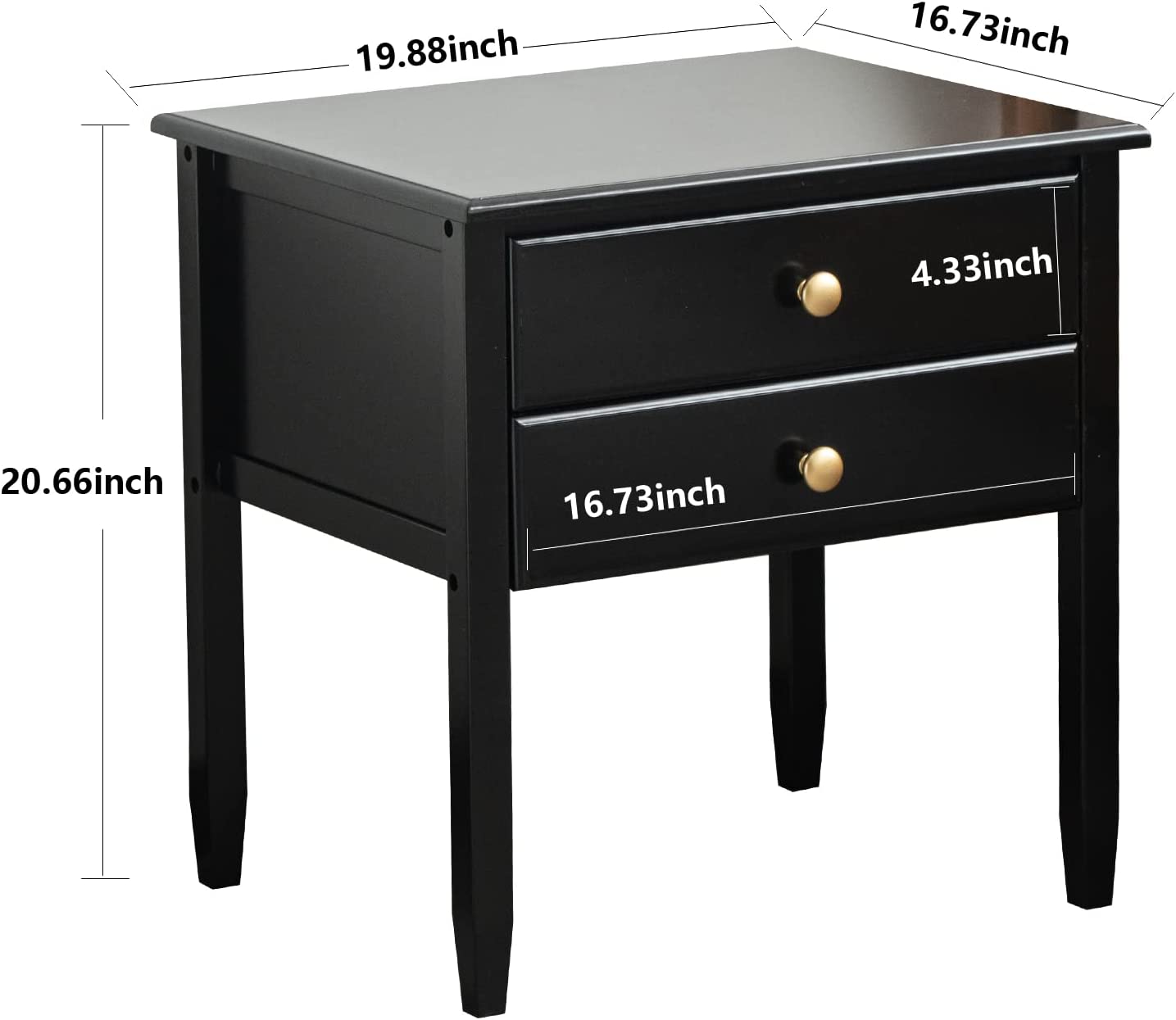 竹床头柜/带抽屉边桌（黑色或白色） 