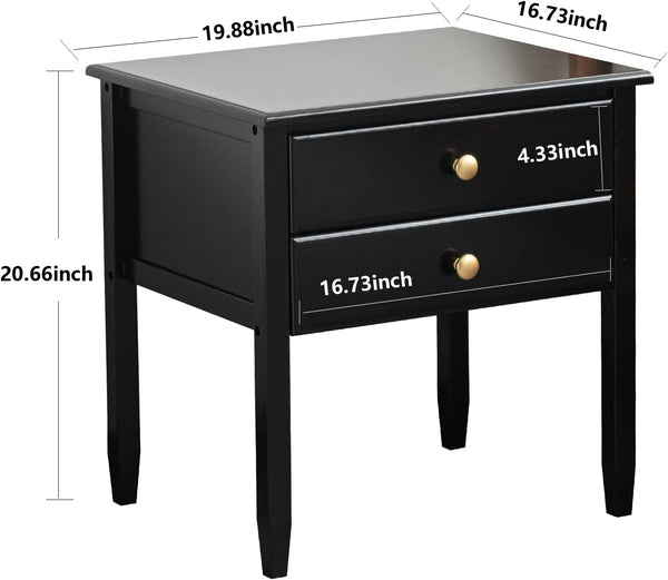 竹床头柜/带抽屉边桌（黑色或白色） 