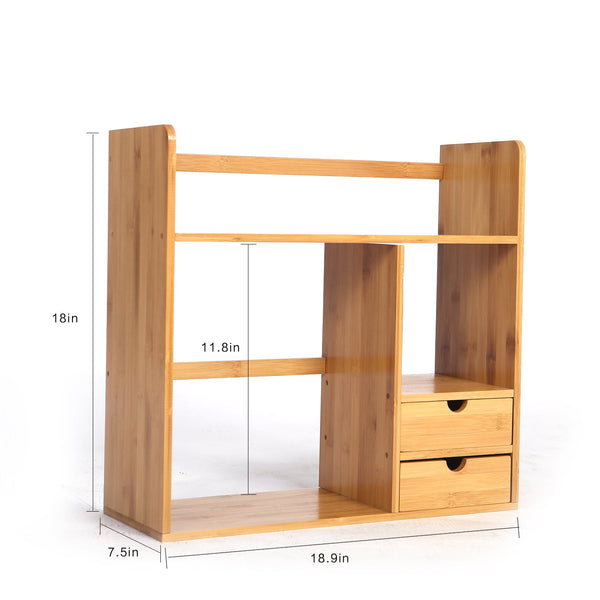 Bamboo Desktop Bookshelf with Drawers (2 Styles)